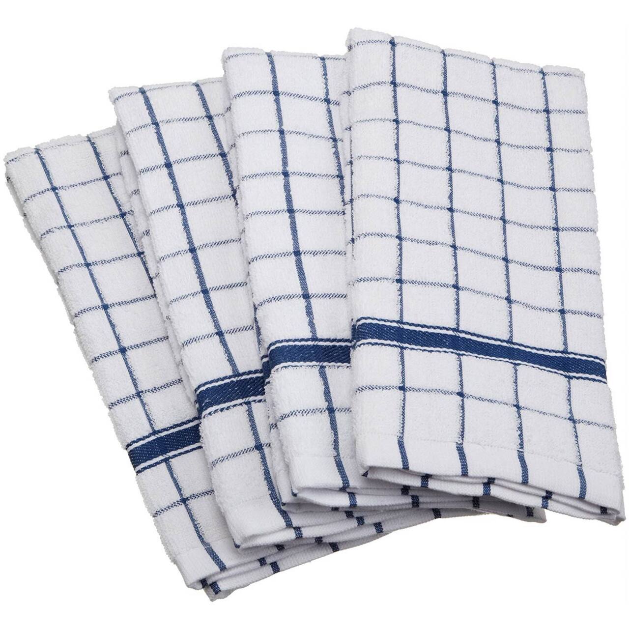 DII® Nautical Blue Windowpane Terry Dishtowel, 4ct.